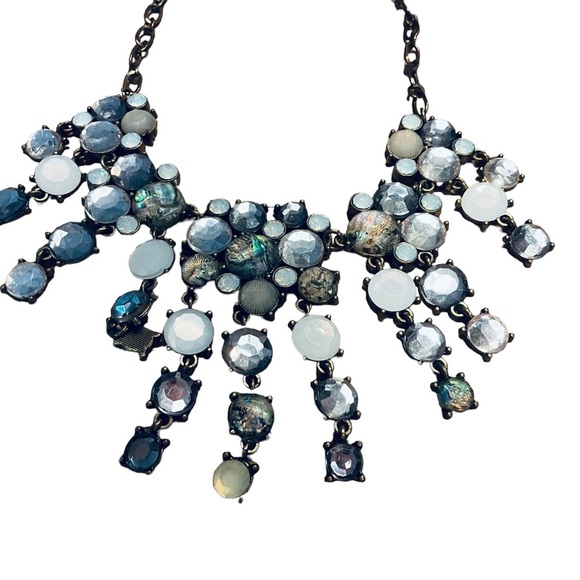 Set Of Boho Faux Moonstone and Abalone Bib Necklace + Stud Earrings - Picture 10 of 13